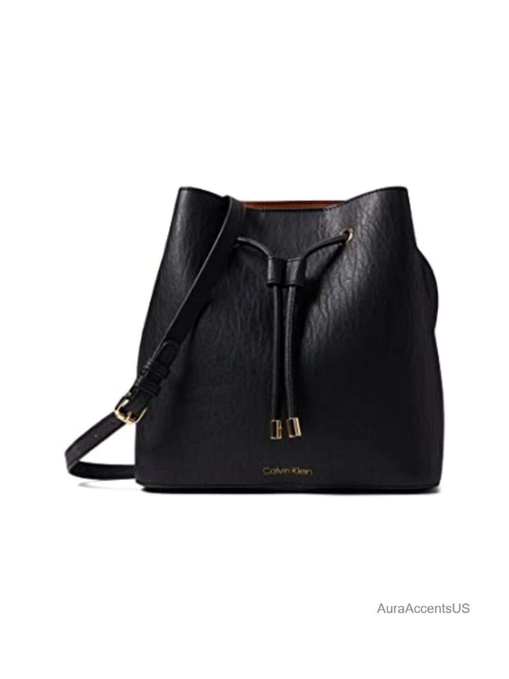 Faux Leather Bucket Bag Convertible Crossbody Drawstring Closure